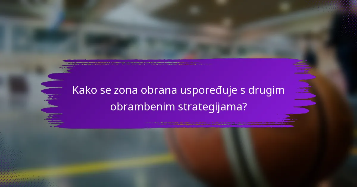 Kako se zona obrana uspoređuje s drugim obrambenim strategijama?