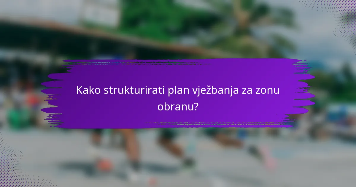 Kako strukturirati plan vježbanja za zonu obranu?