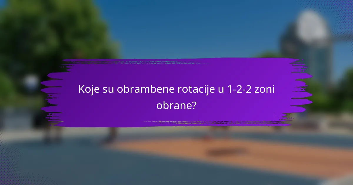 Koje su obrambene rotacije u 1-2-2 zoni obrane?