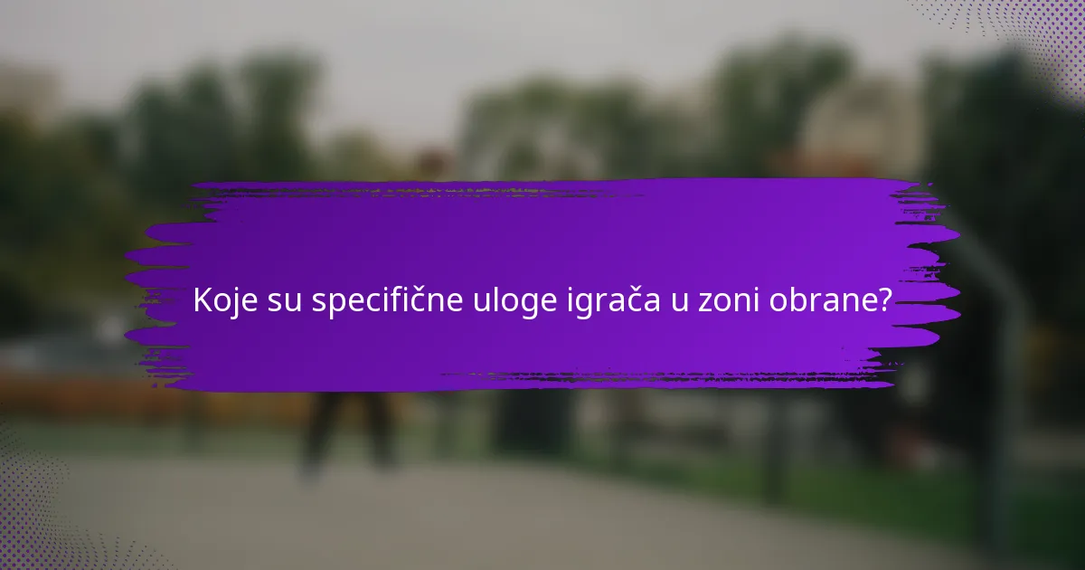 Koje su specifične uloge igrača u zoni obrane?